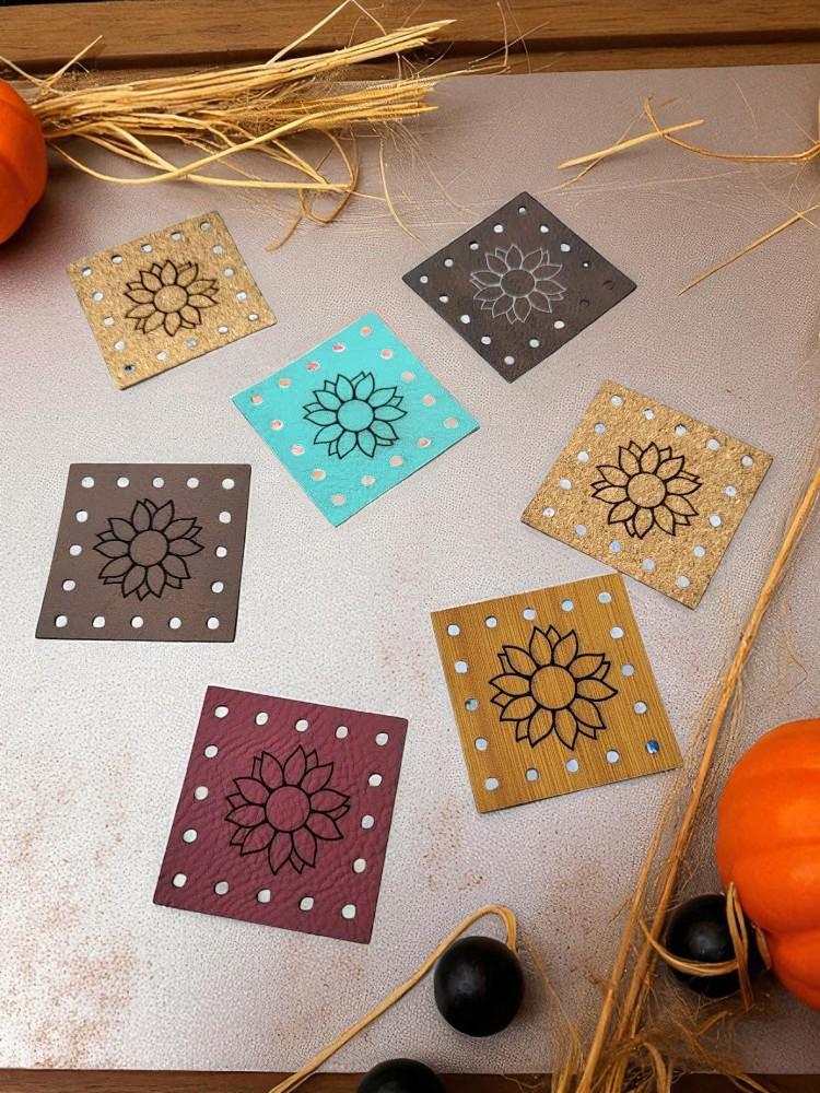 Sunflower Faux Leather Patch: Crochet, Knit & Sewing Embellishment - Thumbnail 7