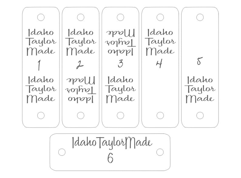 Crochet beanie label CUSTOM Tags Snap Rivets Brown Faux Leather Tag .85 x 2.75 Knit hat tags Sewing labels PERSONALIZE Round Edges