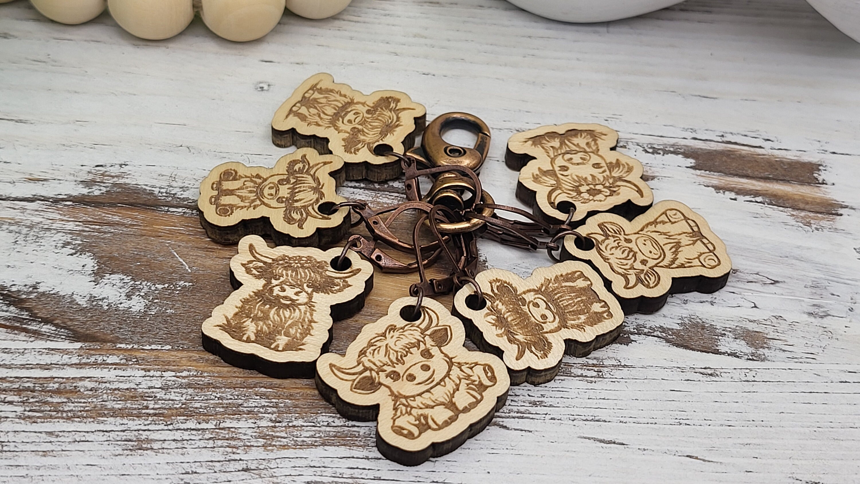 Highland Cow Stitch Markers: Handmade Crochet Accessory, Set of 7