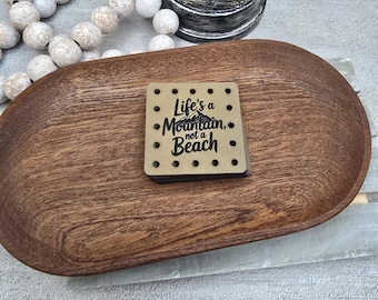 Life's a Mountain not a Beach Faux Leather Patch! Knit Hat Patch!  Crochet Beanie Patch! Winter! Snow! Sports! Ear Warmer Patch! Ski