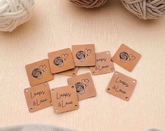 Faux Leather 1" Square Tag!  Product Labels!  Branding Labels! Crochet Beanie Tags! Knit Hat Tags! Plant Tags! Amigurumi Tags! P