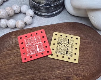 America 250 Years of Freedom 1776 - 2026  Faux Leather Patches Crochet Beanies ~ Cozies ~ Ear warmers ~ Knit Hats