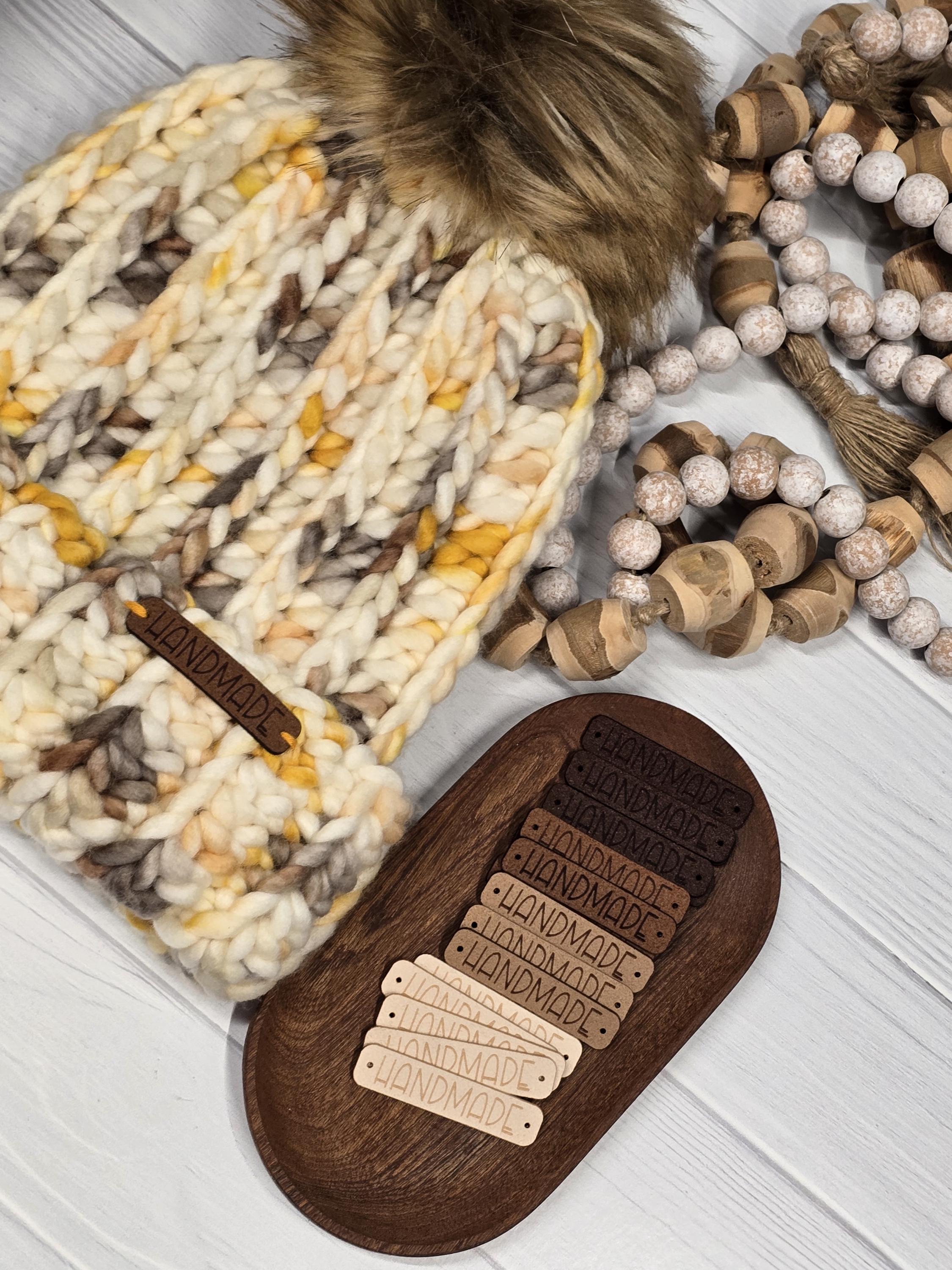 20 Faux Suede Handmade Tags: Knitting, Crochet, Washable Labels (2.1x0.5 in) - Thumbnail 2