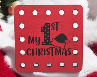 My 1st Christmas PATCHES  Faux Leather Patch!  Knit Hat Patch!  Crochet Beanie Patch! Baby!  Santa! Holidays! Winter!