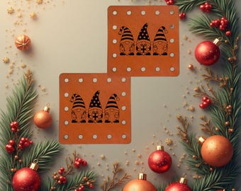 Winter Holiday Gnomes Faux Leather Patches Crochet Beanies ~ Cozies ~ Ear warmers ~ Baskets ~ Market Bags ~ Knit Hats Book Covers!