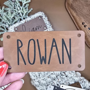 Personalized Faux Leather Christmas Stocking Name Tag: 4&quot; x 2&quot;  Holiday Decor