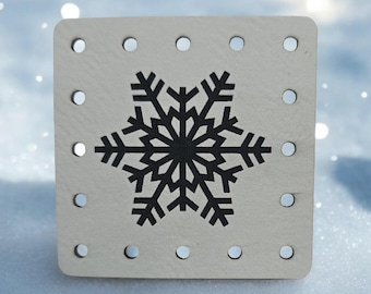 Snowflake PATCHES Faux Leather Patch!  Knit Hat Patch!  Crochet Beanie Patch!  Cup Cozy Patch!  Christmas! Holidays! Winter!