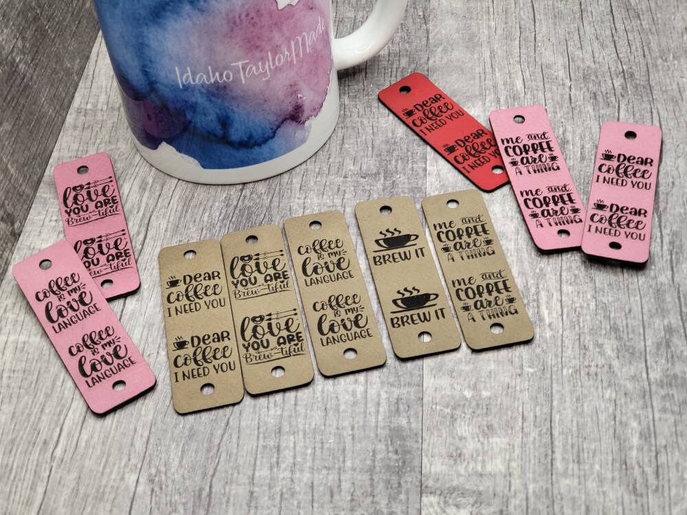 10 Coffee Cup Cozy Tags: Faux Leather Crochet Labels with Rivets - Thumbnail 7