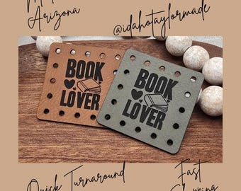 Book Lover Faux Leather Patch:  Book Reading Theme Sew-On Patches (3 Sizes)