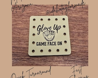 Glove Up Game Face On Faux Leather Patches Crochet Beanies ~ Cozies ~ Ear warmers ~ Knit Hats ~ Sports Baseball Softball