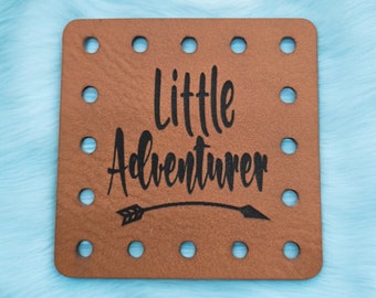 Little Adventurer Arrow Faux Leather  Knitting Patches - BABY Knit Hat Patch! Blanket Patches! Crochet Beanie Tag! Cup Cozy Patches!