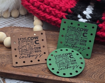 Cowboys Faux Leather Crochet Patches: Vegan-Friendly Sew-On Tags