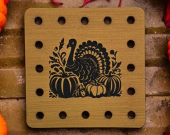 Turkey, Pumpkins, Leaves Faux Leather Patch!  Crochet! Knitting! Patches! Beanie Patch! Cozy Patch! Thanksgiving! Autumn! Fall!