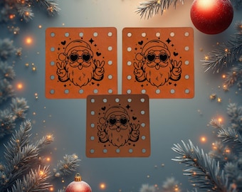 Santa Faux Leather Patches Crochet Beanies ~ Cozies ~ Ear warmers ~ Baskets ~ Market Bags ~ Knit Hats Book Covers!