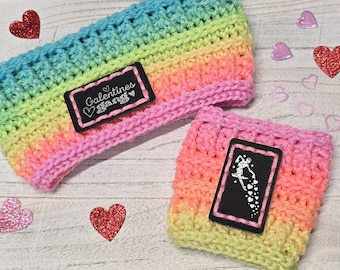 Jennifer's Ear Warmer & Cup Cozy Crochet Pattern! PDF Digital File!  Headband! Adult Earwarmer!  Child Earwarmer!