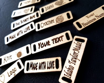 Customize Your Product with Our 0.5" x 1.75" Wood Tag! Beanie Tags! Gift Tags! Knit! Crochet! Cozy Tags!  Branding Labels!