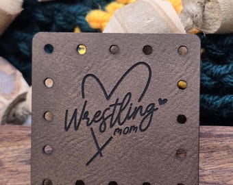 Wrestling Mom Faux Leather Patches Crochet Beanies ~ Cozies ~ Ear warmers ~ Market Bags ~ Knit Hats Book Covers!