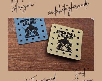 Brick Wall Energy Faux Leather Patches Crochet Beanies ~ Cozies ~ Ear warmers ~ Knit Hats ~ Sports ~ Hockey