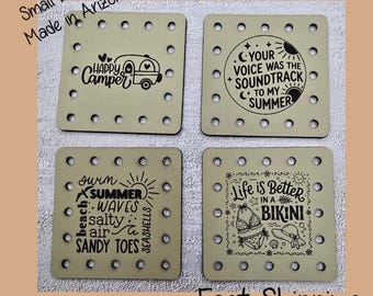 Bikini, Summer, Camper, Voice Faux Leather Engraved Patches | Sarcasm & Style Sew-On Labels Crochet, Knit | No holes on request  Set of 4