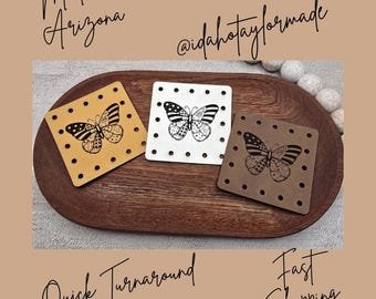 Butterfly Independence Day Patchwork  Faux Leather Patch: Sew-On Patch (3 Sizes) USA, America, Crochet, Knit, Beanie Patch, Cup Cozy Patch,