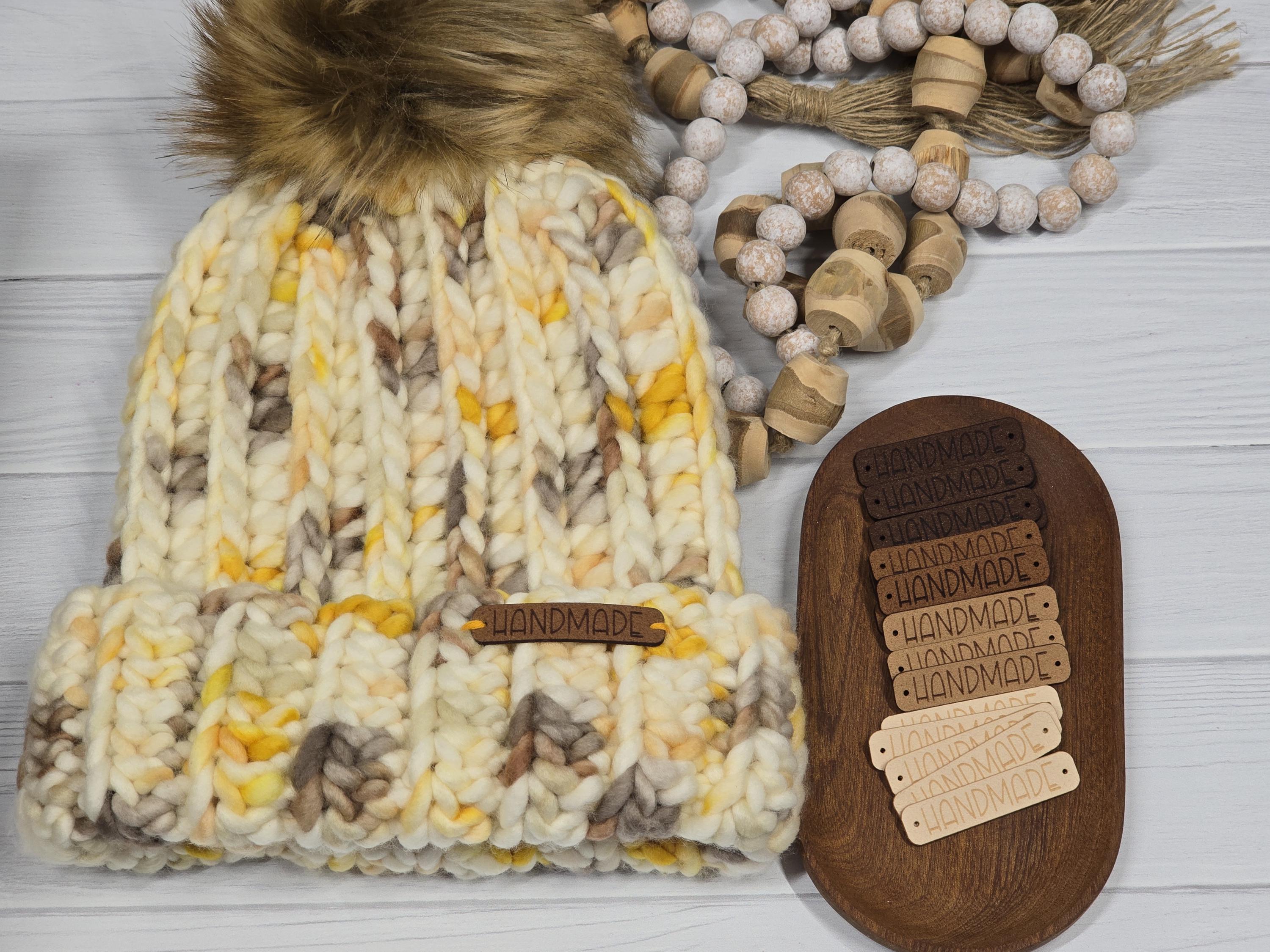 20 Faux Suede Handmade Tags: Knitting, Crochet, Washable Labels (2.1x0.5 in) - Thumbnail 3