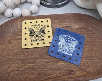 America 250 Years of Freedom 1776 - 2026  Faux Leather Patches Crochet Beanies ~ Cozies ~ Ear warmers ~ Knit Hats