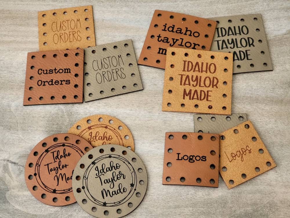 Custom Vegan Leather or Ultrasuede Crochet/Knit Patches: Personalized Beanie/Blanket Tags - Thumbnail 5