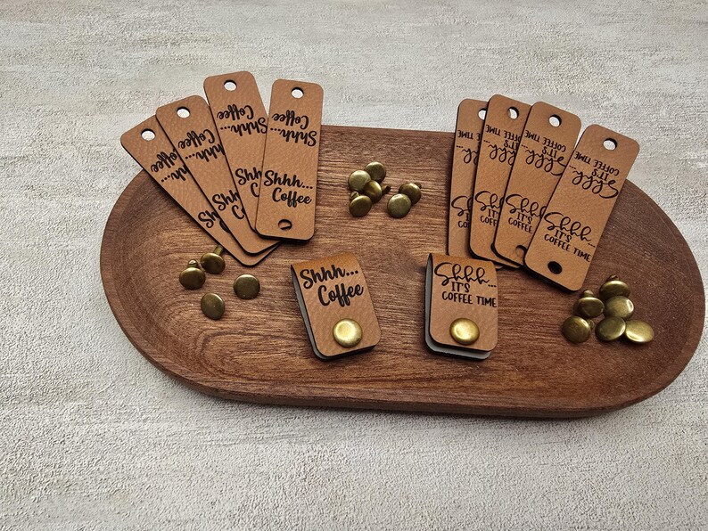 Shhh Label Shhh... Coffee! Coffee Cup Cozy Labels: Faux Leather Tags With Rivets ...