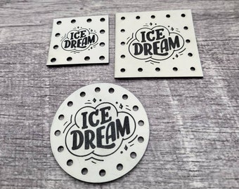 Ice Dream Ice Cream PATCHES Faux Leather Patch! Knit Cup Cozy Patch! Mason Jar Cozy! Crochet Cup Cozy Patch! Ice Cream Cozy Patches!