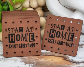 Stay At Home Detective  Faux Leather Patch! 3 Sizes 17 Colors! Crochet! Knit!  Single patch or Multipack! Leatherettes! Crime Shows!