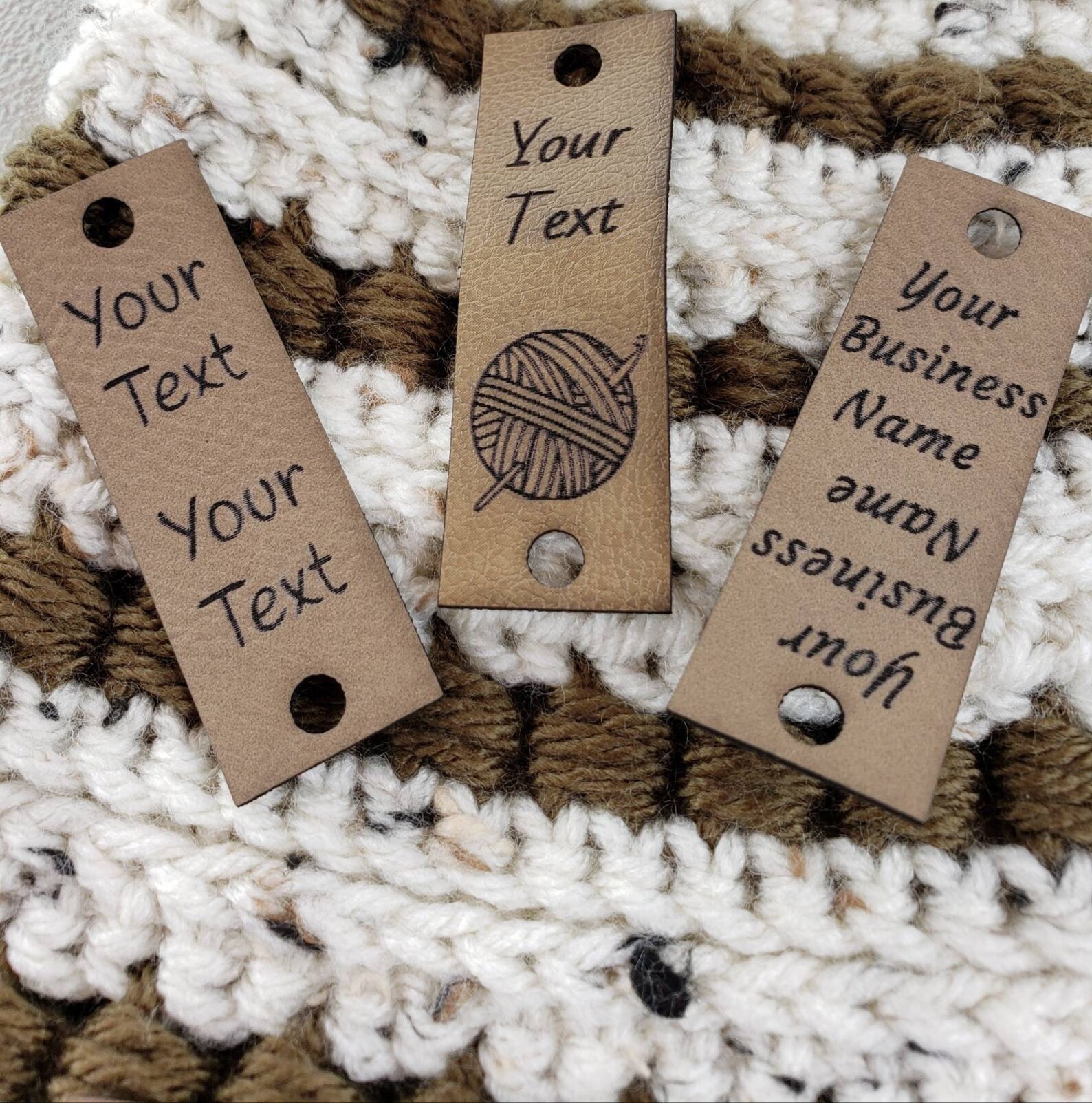 Tan Faux Leather Tags Knit hat tags Crochet beanie label Etsy