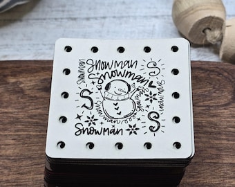 Snowman Words  Faux Leather Patches Crochet Beanies ~ Cozies ~ Ear warmers ~ Knit Hats