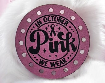 In October We Wear Pink Breast Cancer Ribbon Faux Leather Patch! Crochet! Knit!  Leatherettes! Support! Love!  Awareness! Chic! Trendy!