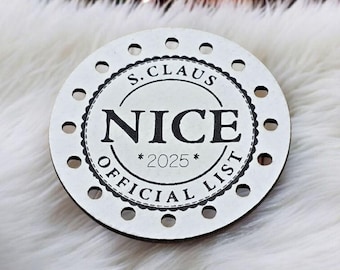 S. Claus 2025 Nice Official List PATCHES!  Knit Hat Patch! Crochet Beanie Patches! Christmas! Holidays! Winter! Cup Cozy Patch!  Santa!