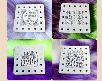 Set of 4 Halloween Beetle Faux Leather Patches Crochet Beanies ~ Cozies ~ Ear warmers - Baskets ~ Market Bags ~ Knit Hats