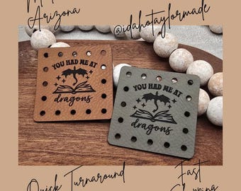 You Had Me At Dragons Faux Leather Patch:  Book Reading Theme Sew-On Patches (3 Sizes)
