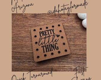 Pretty Little Thing Faux Leather Patch:  Baby Theme Sew-On Patches (3 Sizes) Crochet or Knit Baby Beanie Patch.
