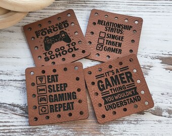 Gamer Patch! Knit Hat Patch! Faux Leather! Single or Multipack! 4 Designs! Crochet Hat Patch! Gaming! Game! Controller!