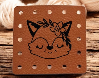 Fox Boho Newborn Beanie Vegan-Friendly Leather or ultrasuede patches! Crochet Knit Patch Blanket Patches! Baby Hat Patches!