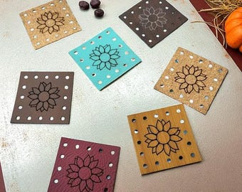 Sunflower Faux Leather Patch: Crochet, Knit & Sewing Embellishment