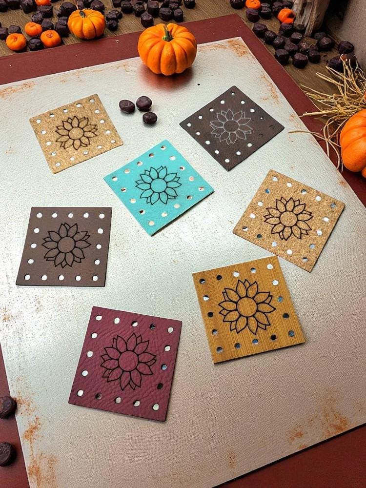 Sunflower Faux Leather Patch: Crochet, Knit & Sewing Embellishment