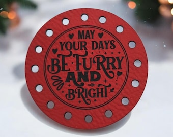 May Your Days Be Furry & Bright PATCHES!  Knit Hat Patch! Crochet Beanie Patches! Christmas! Holidays! Winter! Cup Cozy Patch!Puppy!