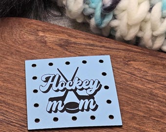 Hockey Mom Faux Leather Patches Crochet Beanies ~ Cozies ~ Ear warmers ~ Knit Hats ~ Sports