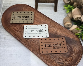 I'm Cold Me 24:7 PATCHES Faux Leather Patch!  Knit Hat Patch!  Crochet Beanie Patch!  Cup Cozy Patch! Winter!