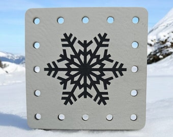 Snowflake PATCHES Faux Leather Patch!  Knit Hat Patch!  Crochet Beanie Patch!  Cup Cozy Patch!  Christmas! Holidays! Winter!