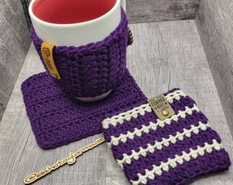 Make Mine A Double Bundle Travel Mug Cozy Coffee Cup Cozy Mug Rug Crochet Pattern PDF Digital File