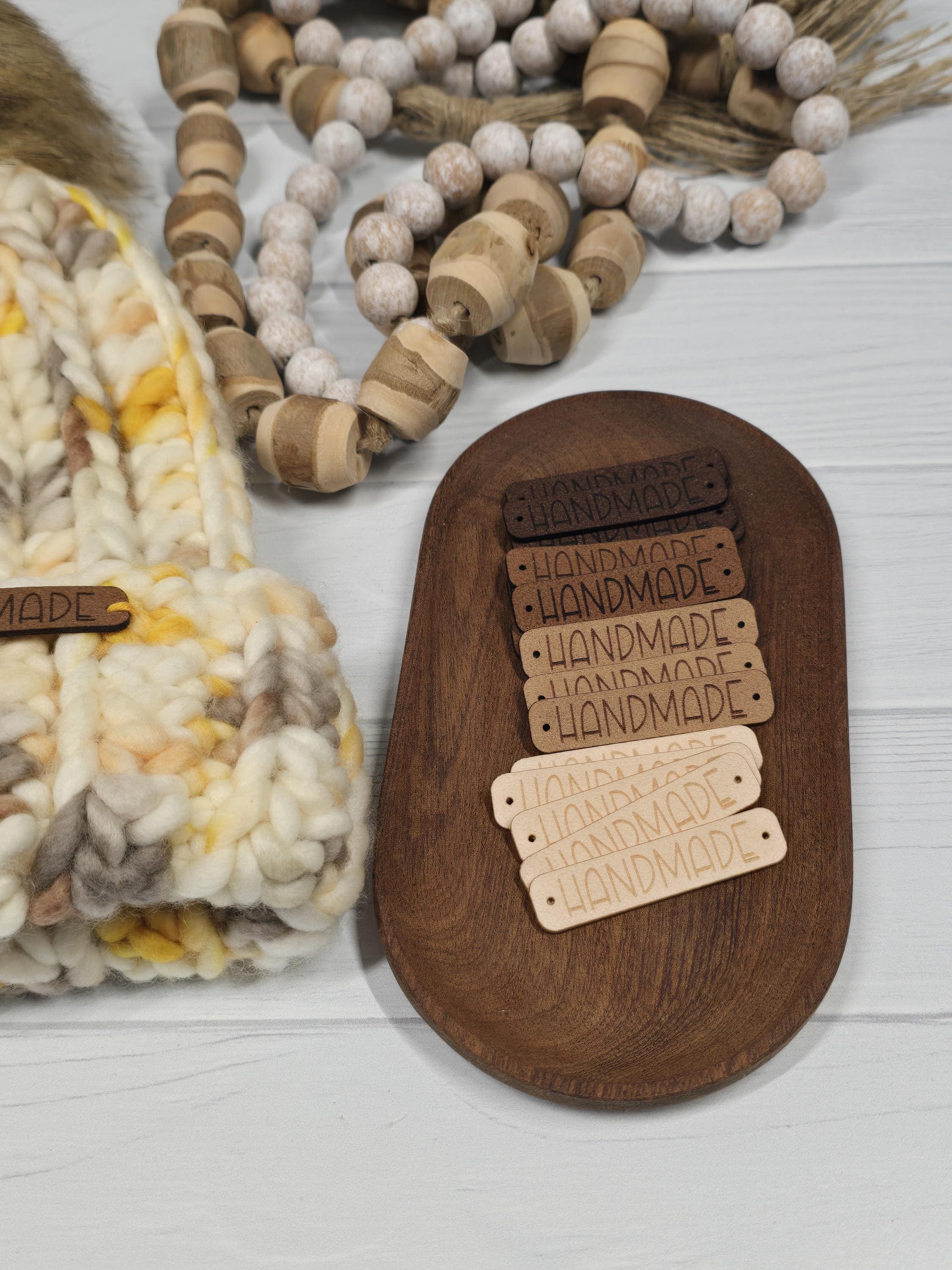 20 Faux Suede Handmade Tags: Knitting, Crochet, Washable Labels (2.1x0.5 in) - Thumbnail 4