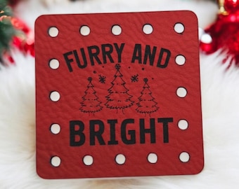 Furry & Bright PATCHES Faux Leather Patch!  Knit Hat Patch!  Crochet Beanie Patch!  Cup Cozy Patch!  Christmas! Holidays! Winter! Animal!