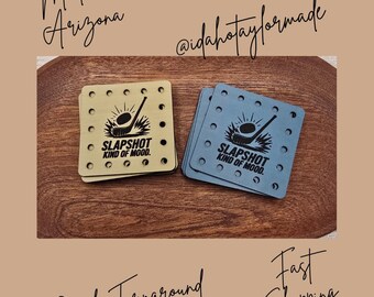 Slapshot Kind of Mood Faux Leather Patches Crochet Beanies ~ Cozies ~ Ear warmers ~ Knit Hats ~ Sports ~ Hockey