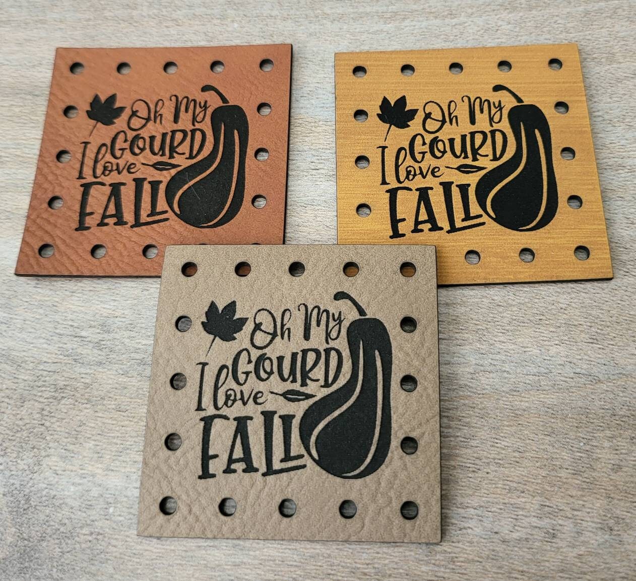 Fall Vegan Leather Crochet Patch: Oh My Gourd Coffee Cup Cozy